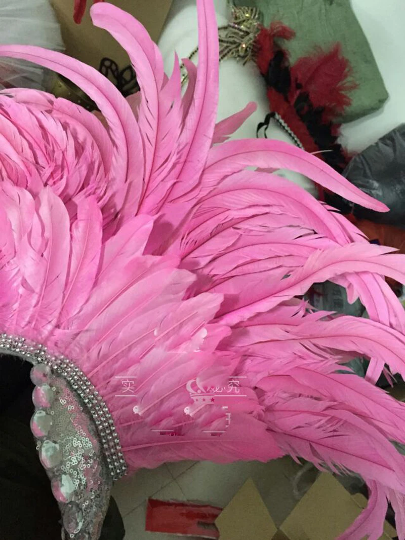 Female singer headdress stage show headwear Indian hat feather headdress hair accessory