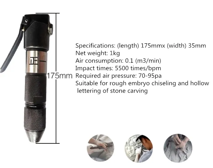 Imagem -03 - Ferramentas de Escultura em Pedra Máquina Pneumática de Esculpir em Pedra Caneta para Arte