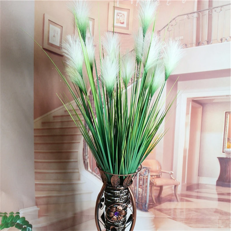 

93 Cm 7 Heads Onion Grass Fake Reed Bouquet Silk Large Floor Artificial Tree Wedding Flower Plastic Plants for Home Decoration