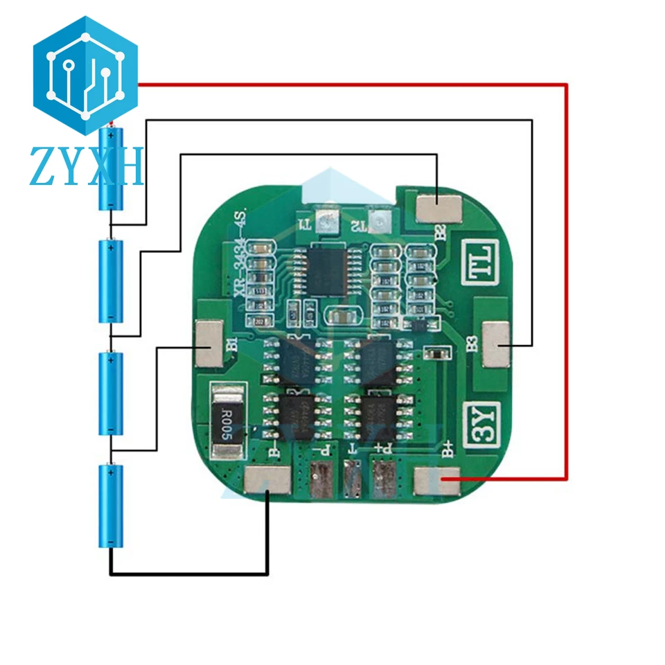 4S BMS 8A 14.8V 18650 Li-ion Lithium Battery Charge Board Square PCB Short Circuit Protection For Drill Motor/Power Bank/LED