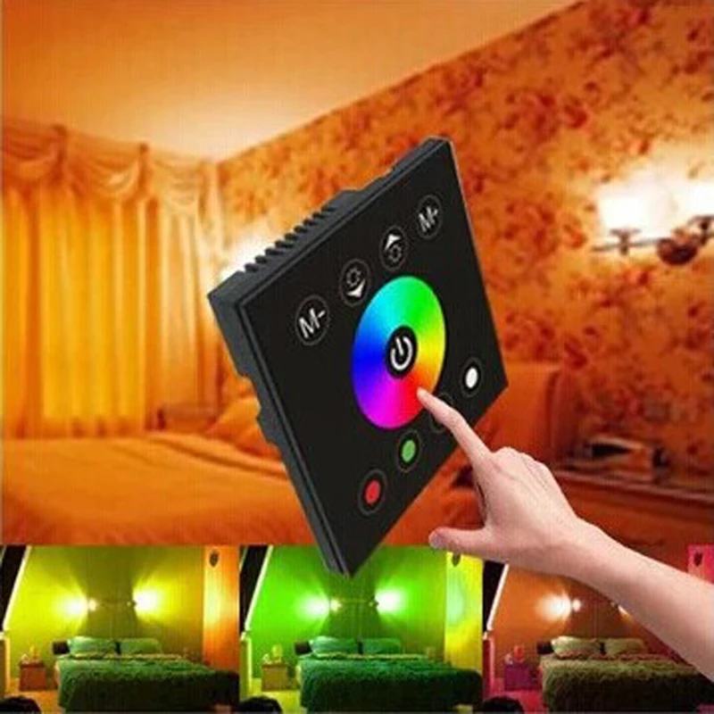 Power Supply Wall Touch Switch 220V RGB Controller Wall Mounted RF Dimmer Switching for LED Strip Light RGB 5050 60/120LED