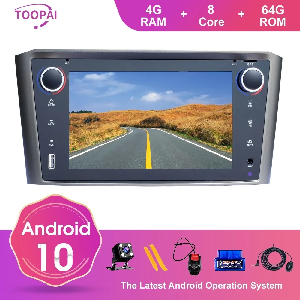 Toopai-Radio Multimedia con GPS para coche, Radio con reproductor, Android 10, estéreo, unidad principal, Navi, para Toyota Avensis T25 2002-2008