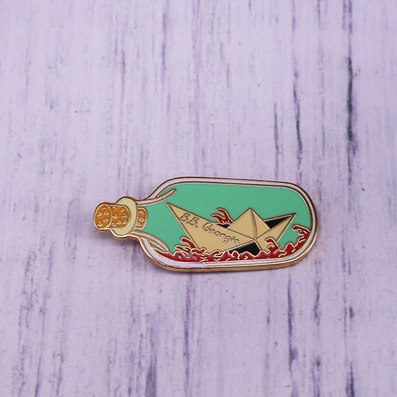 SS Georgie Boat In Bottle Enamel Pin A Fallen Bottle Brooch Creative Badge