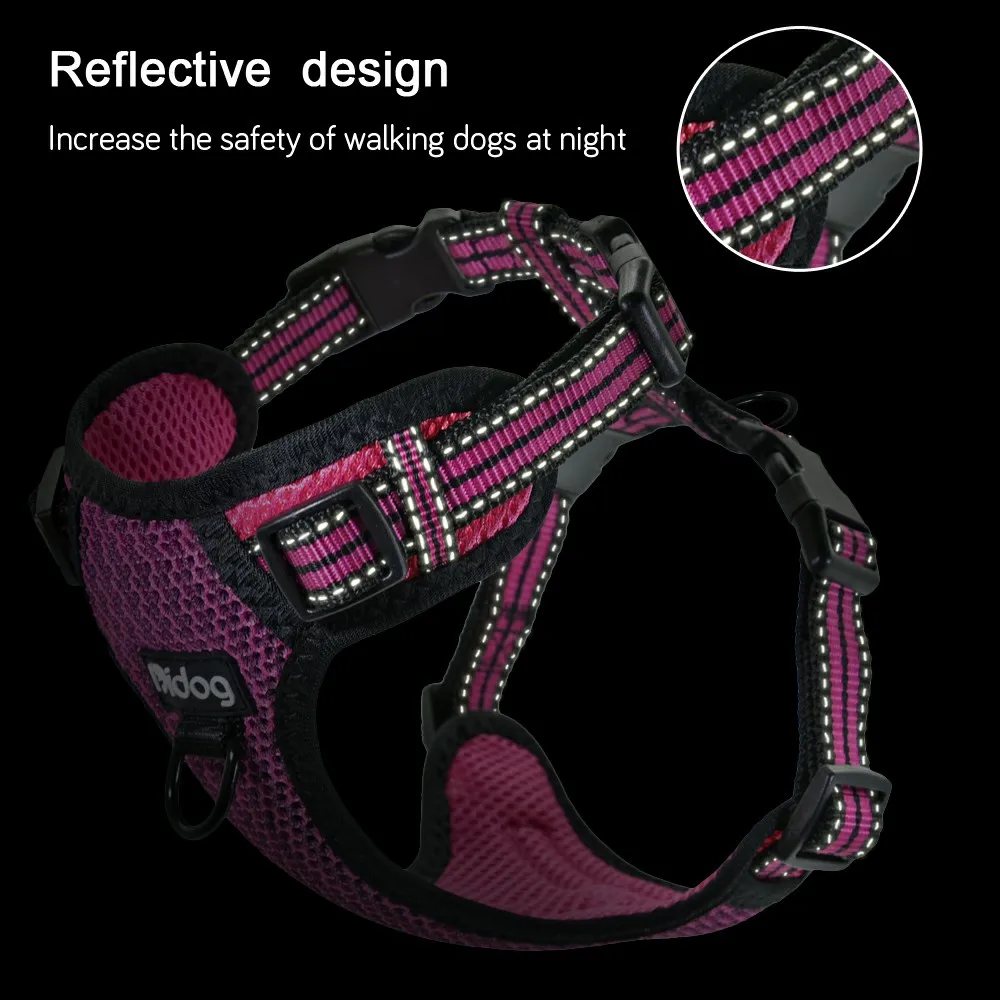 No-pull Nylon Dog Harness Reflective Pet Puppy Harness Vest Safety Adjustable For Small Medium Large Dogs Pitbull French Bulldog