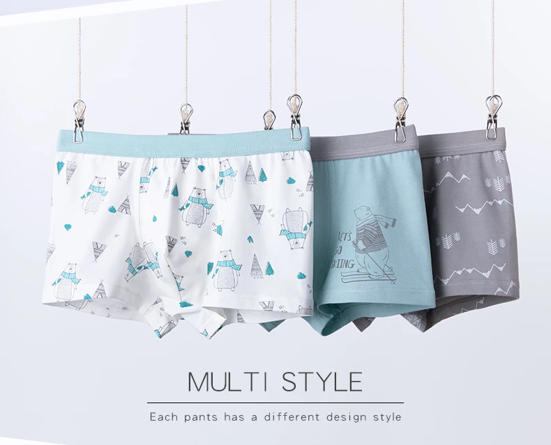 3Pcs Hohe Qualität Jungen Unterwäsche Cartoon Bären Shorts Weiche Baumwolle Unterhose Kinder Teenager Gestreiften Höschen Für Kinder 4-15Y – Detail 7