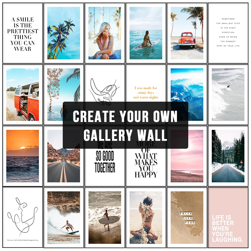 laminas decorativas pared cuadros cuadros decorativos pintura decoracion Póster motivacional de viaje natural, Decoración de cocina, casa, playa, mar, arena, surf, arte de pared sin marco, Boho