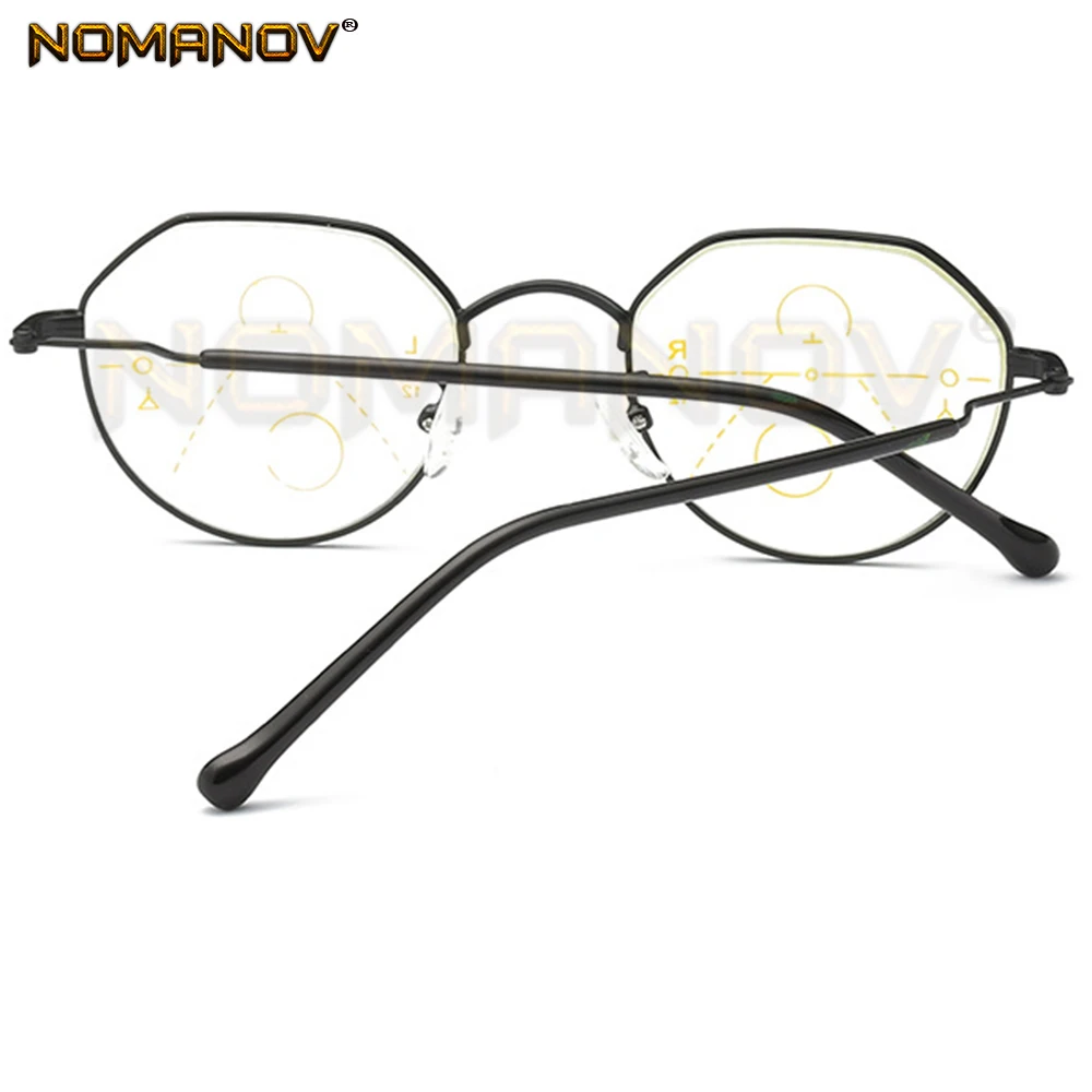 Personality Polygon Frame Retro Round See Near and Far Progressive Multifocus Reading Glasses Add 75 100 125 150 175 200 to 400