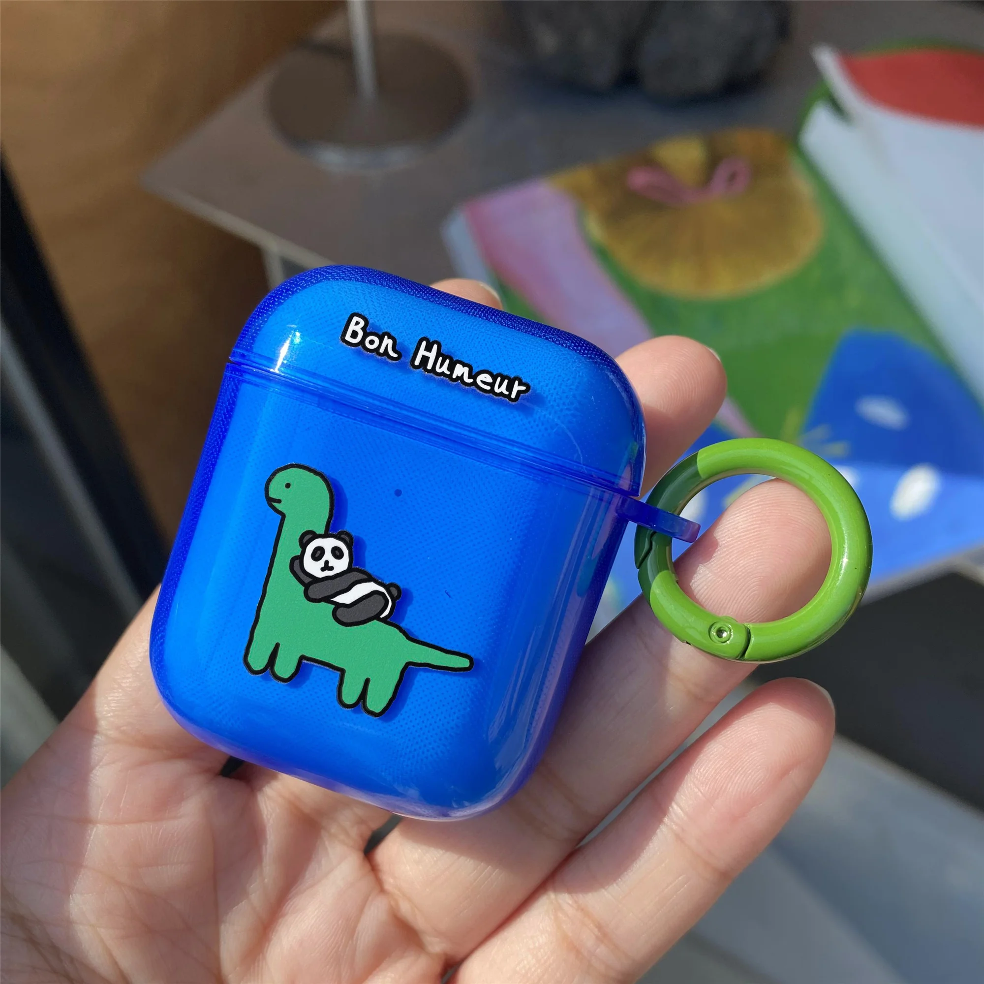 Dinosaur Panda animal Blue Fluorescence TPU custodia per auricolare bluetooth per airpods 3 pro custodie per apple airpod 1/2 cover cuffie