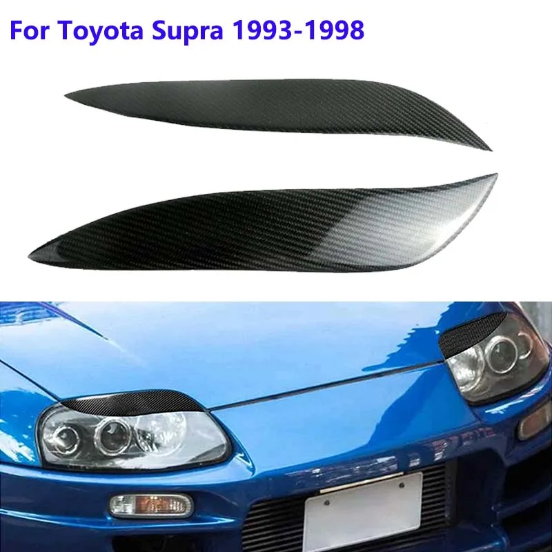 For Toyota Supra 1993 1994 1995 ~ 1998 Car Headlight Eyelids Headlamp Eyebrows Carbon Fibers Lamp Eyebrow Decoration Stickers