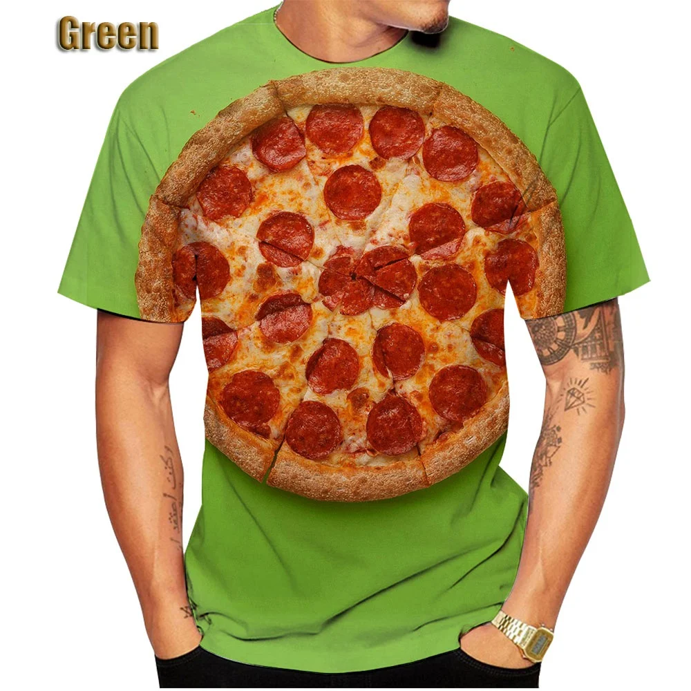 New Popular Summer Food Bacon Pizza Funny 3D Printed T-Shirt Womens/Mens Casual Short Sleeve Family Fashion Fast Food T Shirts