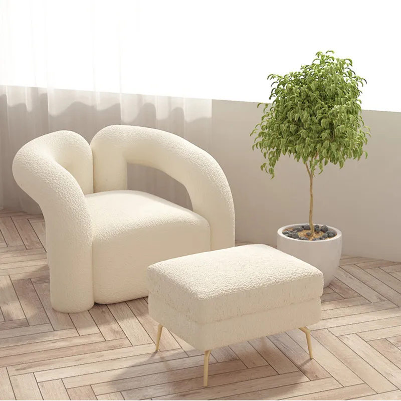 TT Sofa Single Seat Chair Simple Modern Nordic Lambswool Living Room Designer Model White Leisure Chair