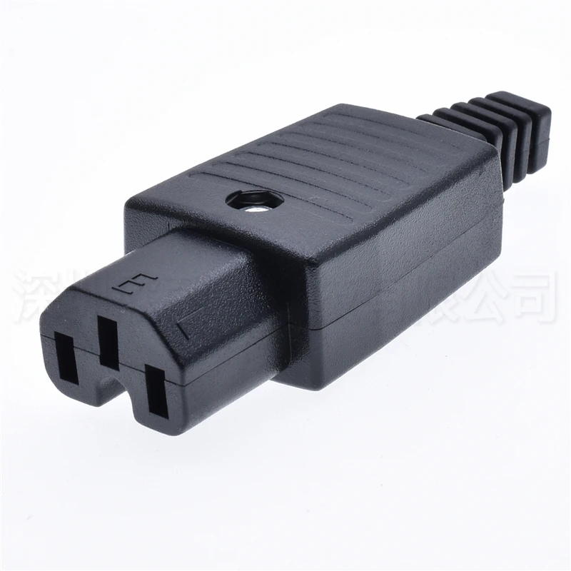 IEC C15 C14 C13 power connector 10A250V AC 3 prong electric plug adapter female male wiring Industrial IC work accessories black