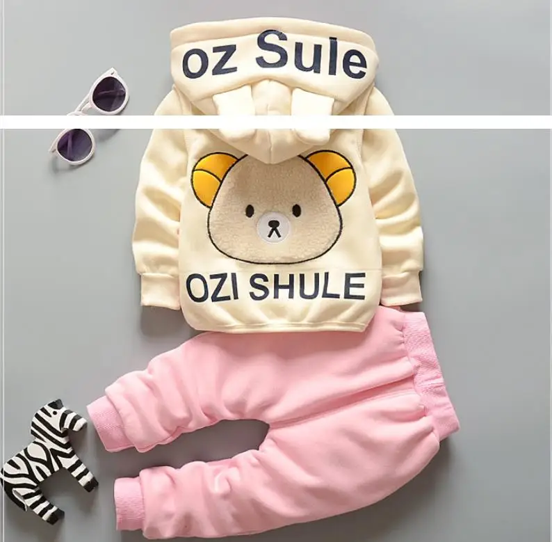 Jungen Mädchen Cartoon Kleidung Anzüge Baby Plus Samt Jacke + Kapuzen Weste + Hosen 3Pcs Sets Kinder Kleinkind winter Sport Kleidung 0-4Y – Detail 20