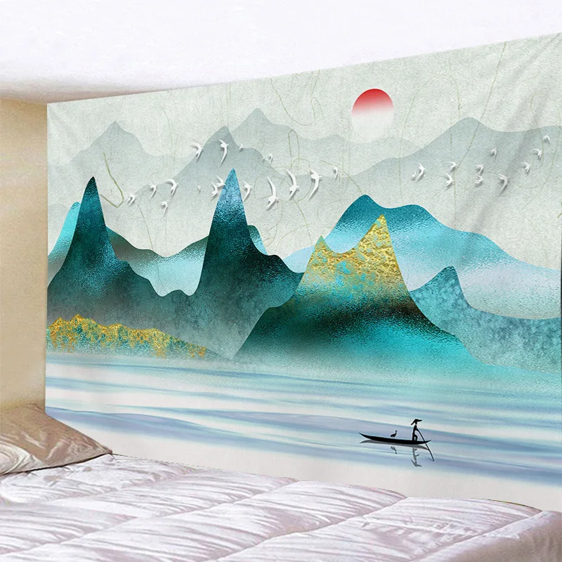 

Landscape Wall Tapestry Abstract Mountain Painting Art Tapestry Wall Hanging Hippie Boho Room Decor Home Bedroom Carpet Curtains