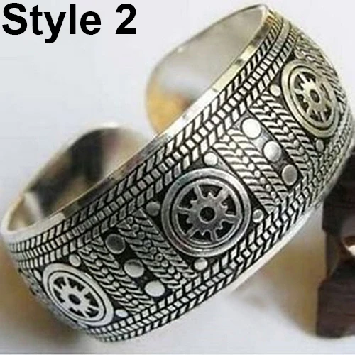 Chinese Style Vintage Tibetan Silver Elephant Carved Flower Geometric Open Bangle Cuff Wide Bracelet Jewelry Gift For Women