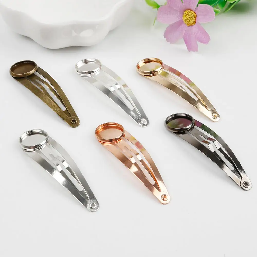 10pcs Classic Metal Hairpin Hair Clips Base Fit For 12mm Cabochons Cameo Setting DIY Hair Ornaments Jewelry Findings Making