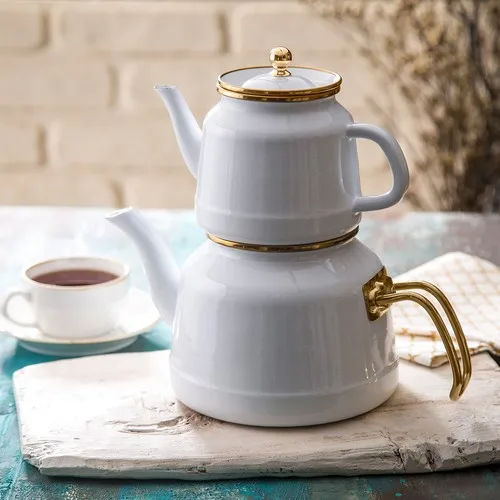 Emsan Troy Enamel Nostalgia Teapot Set White