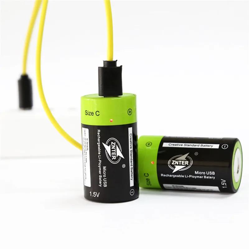 Znter 4 pces 1.5v bateria recarregável li-polímero 3000mah c tamanho usb c tipo li-íon bateria poderosa usb cabo de carregamento
