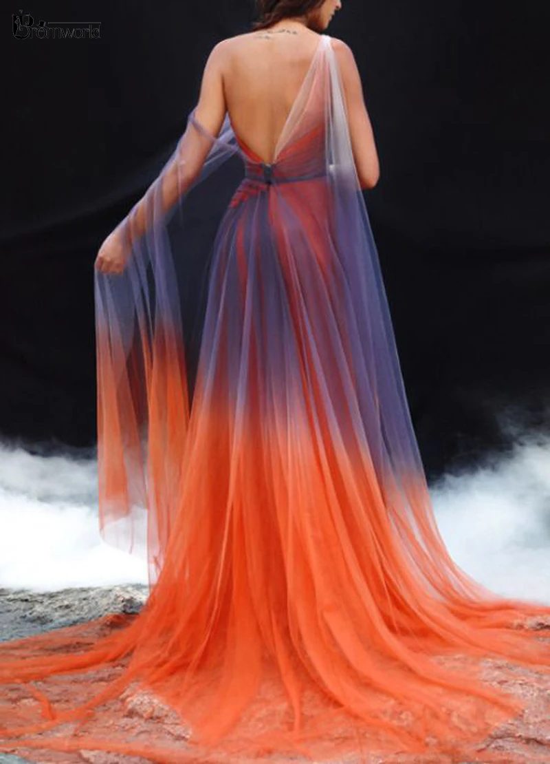 Robe de Bal en Tulle Dégradé, Longue Gaine à Dos Ouvert, Fente Latérale, Sexy, ixFormelle, Peu importe pour l'Été, Nouvelle Collection 2024