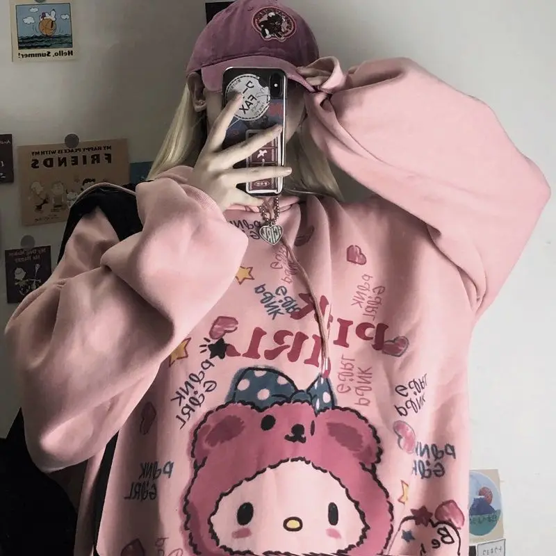 

Cute Anime Hoodie Women Autumn Kawaii Fashion Sweatshirt Women Funny Korean Long Sleeve Femme Tops Vintage Oversized Hoodie