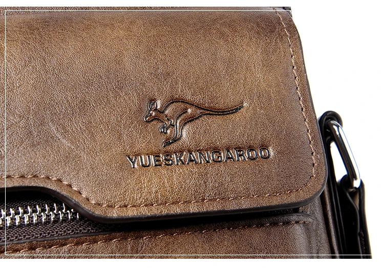 Kangaroo Luxury Brand Men Sling Bag Leather Side Shoulder Bag For Men Husband Gift Business Messenger Crossbody Bag Male Handbag