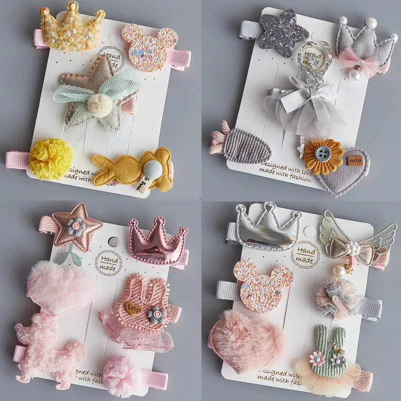 Cloth Hair Clips For Kids Ballet Dancer Stars Flower Bunny Girls Hairpins Bows Barrettes Girls Hair Accessories