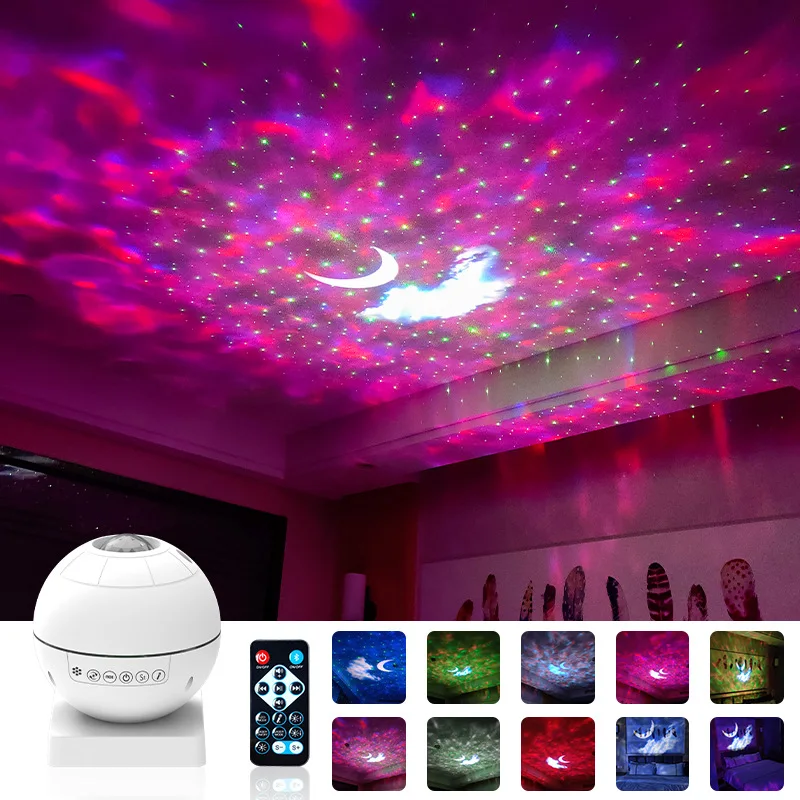 Factory Direct Supply Starry Sky Projection Lamp Moon Laser Bluetooth Music Projection Led Night Light Atmosphere Lamp