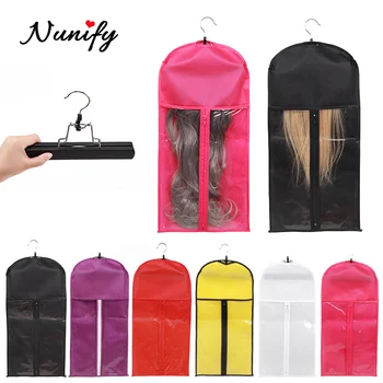 Nunify Pruik Opbergtas Met Hanger Voor Haar Bundels Clip In Haarstuk Gift Haar Tas Anti Dust Draagbare Pruik verpakking Zakken