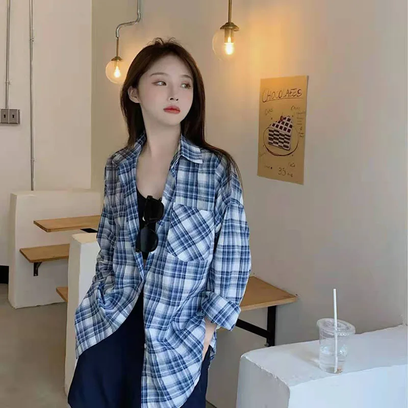 Women Long Sleeve Plaid Shirts Early Autumn New Thin Sun-resistan Shirt Designer Loose Long Tops Coat For Female Streetwear