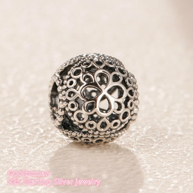 

Spring 100% 925 Sterling Silver Openwork Flower Charm beads Fits Original Pandora bracelets Jewelry Making