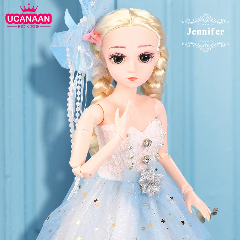 

UCanaan 45CM Girls SD Dolls 1/4 BJD Doll 18 Ball Joints With Full Outfits Shoes Dress Wig Makeup Toys For Children