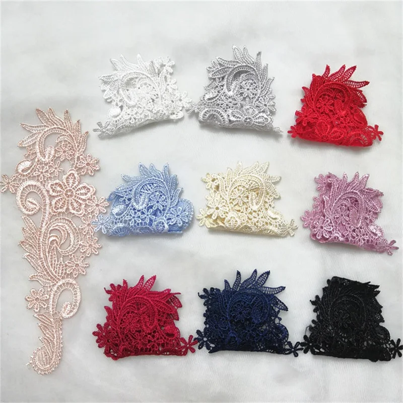 

20PCS Muti Colors Embriodered Water-Soluble Lace Patches Applique Mirror Flower DIY Skrit Collar Wedding Dress Decoration