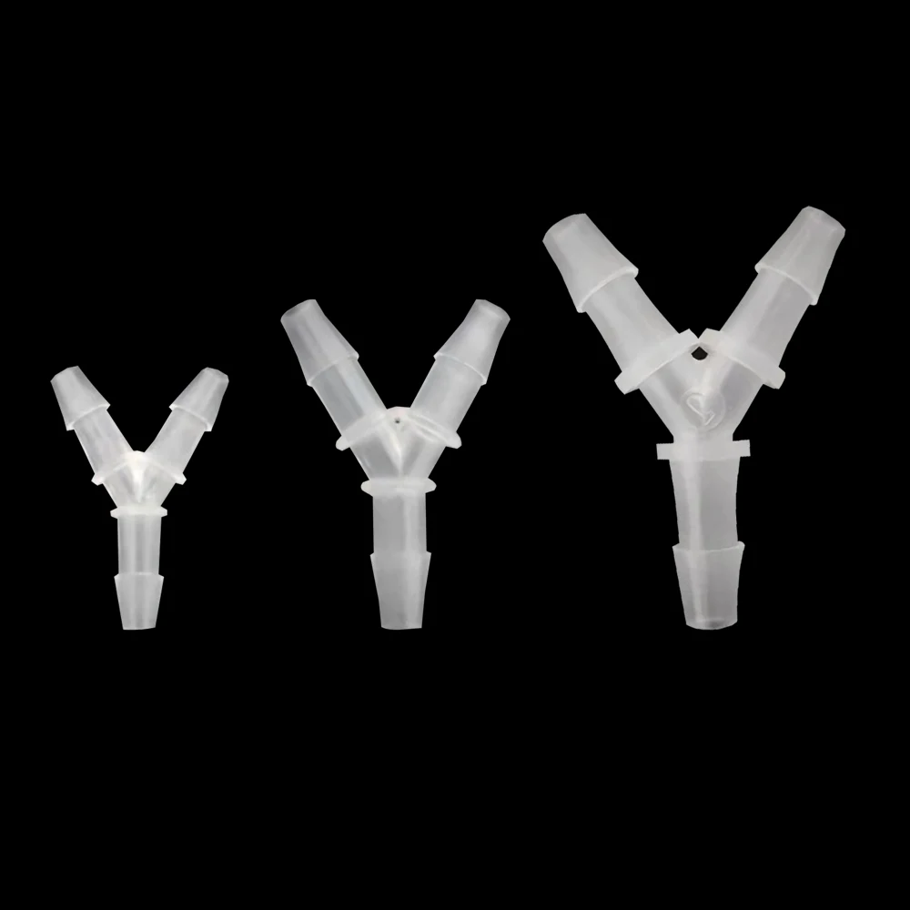 Conector plástico de y com tubo do conector da mangueira dos pp do porto três da farpa que conecta 1/8 "3/16" 1/4“