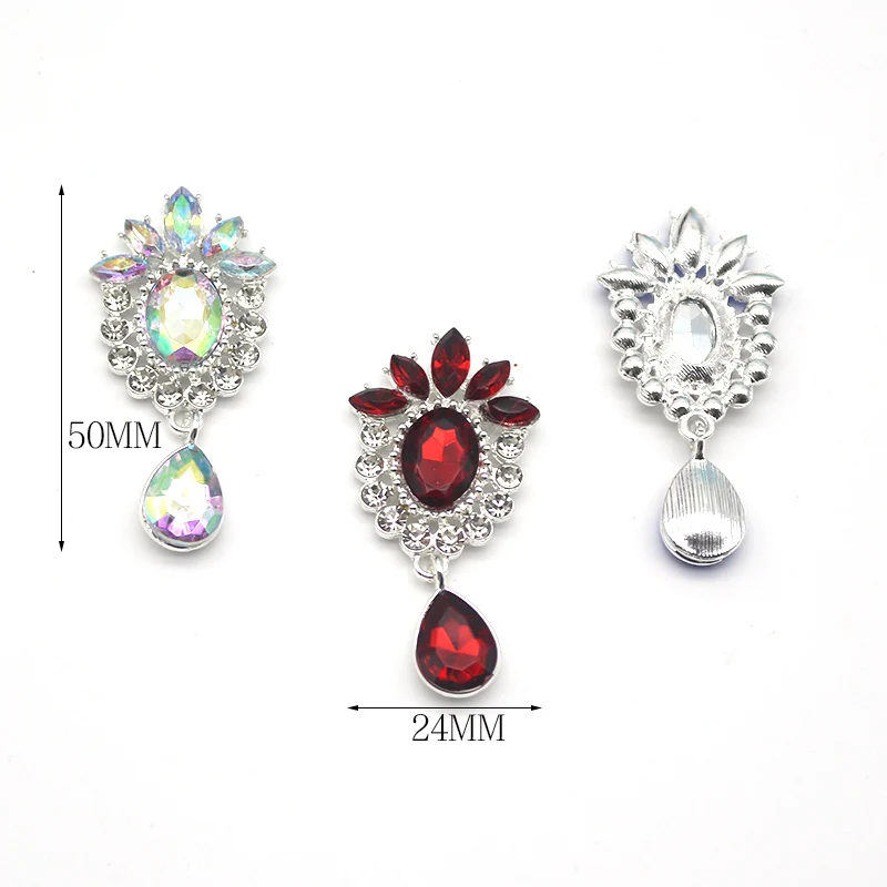 YWXINXI 10Pcs new exquisite and shiny alloy rhinestone flat brooch accessories, romantic wedding hair ornament decoration