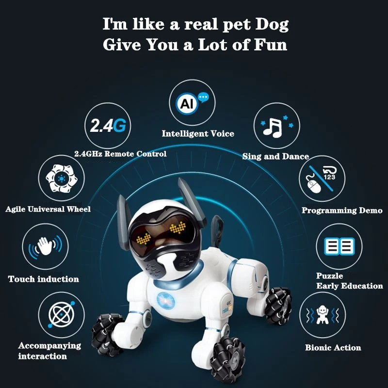 New Upgrade Smart Electronic Robot Dog Touch Voice Control Intelligent Talking With Music Song RC Stunt Dog Toys