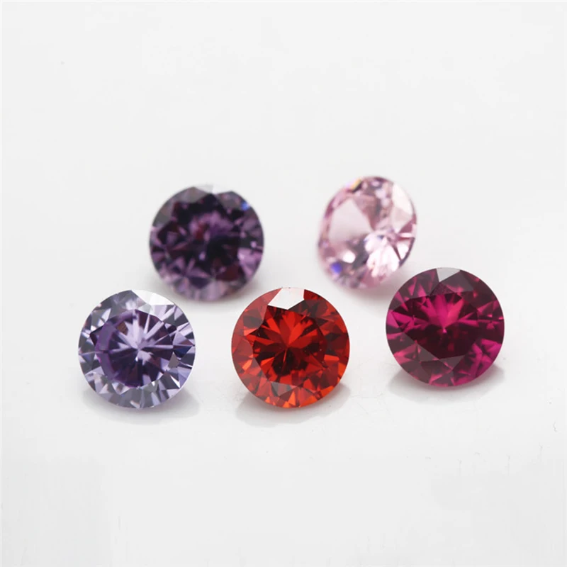 12pcs Birthday Stone 1pcs Per Colors Round Cubic Zirconia Loose CZ Spinel113# Corundum5# Synthetic Gemstone Size 4mm~10mm