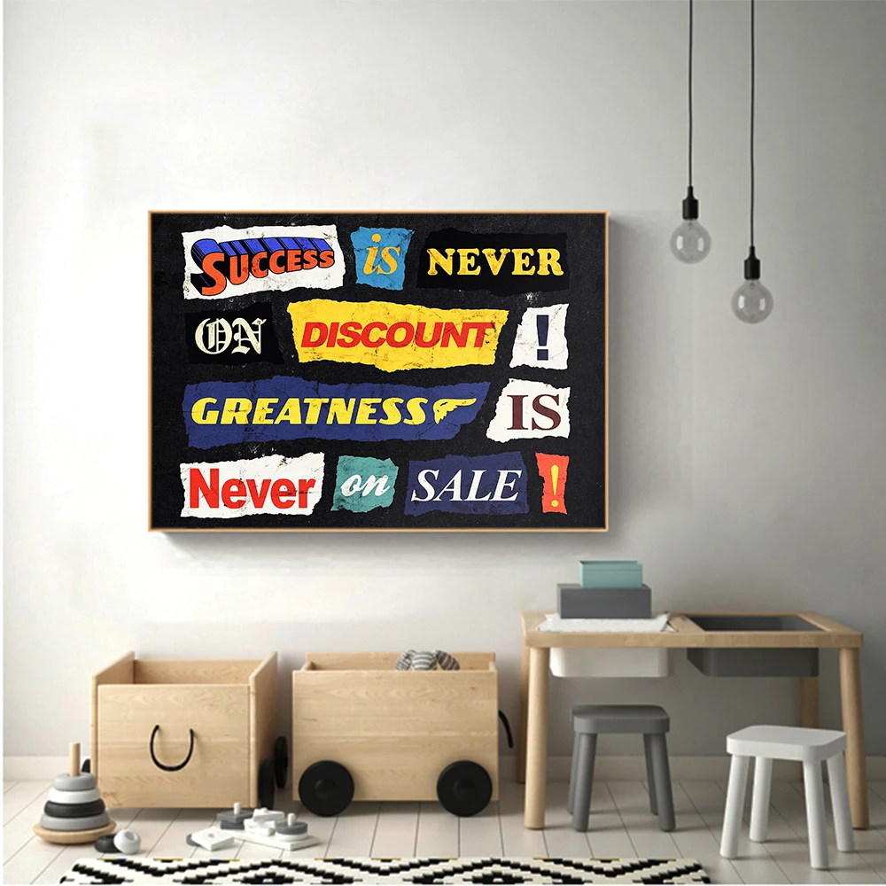 Motivational Canvas Wall Art Print Success Is Never Entrepreneur Quote Canvas Painting Poster Room Wall Decor Picture Home Decor