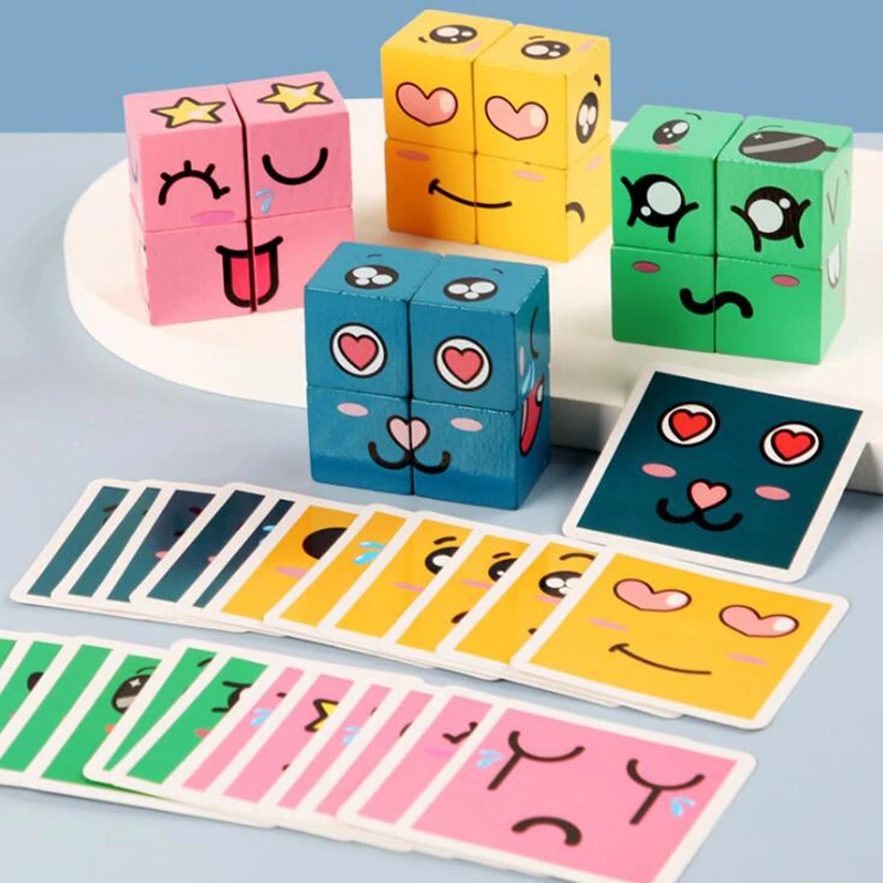 

Wooden toys Strange Face-changing Cube puzzle Building Blocks Intelligence Development Board Game Toy board games for adults