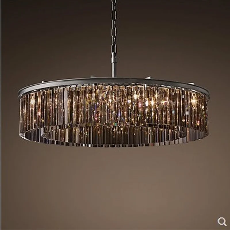 American Style Chandelier Round Shape Crystal Chandelier Lighting Luminaires Hanging Light for Restaurant Crystal Style Lamp