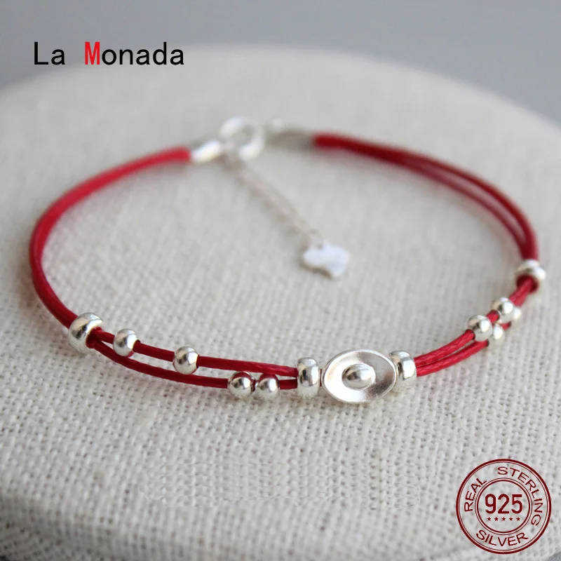 

La Monada Ingots Lucky Red Thread For Hand 925 Sterling Silver Bracelet Red Thread String Rope Bracelets For Women Silver 925