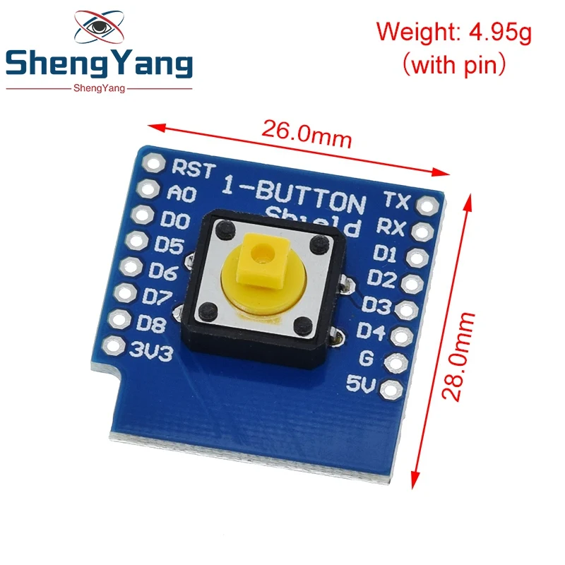 1/2/5 Stück TZT 1-Tasten-Modul für WeMos D1 Mini-Taste – Detail 2