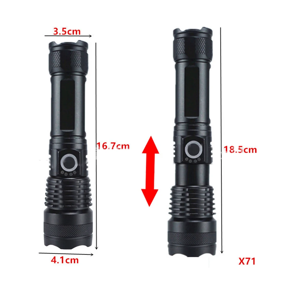 X71 X82 X92 Powerful Flashlight Super Bright USB Zoom Tactical Torch 18650 or 26650 Rechargeable battery hand light telescopic