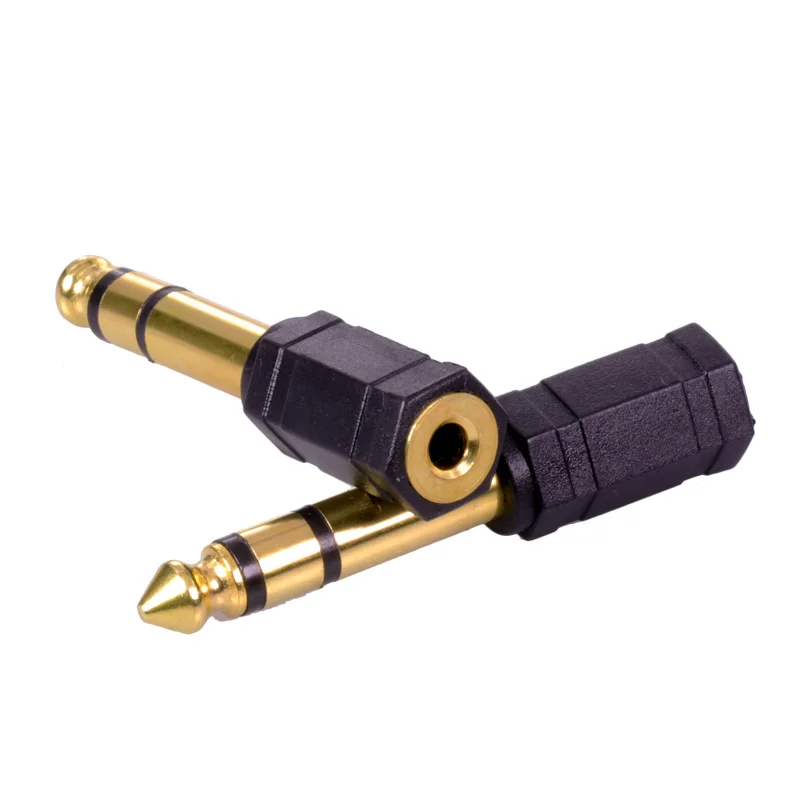 1pc Jack 3.5mm 6 Corners Jack 6.35mm 3Poles Stereo Male Plug to 3.5mm Stereo Female Adapter Audio Microphone Plug Gold Plated