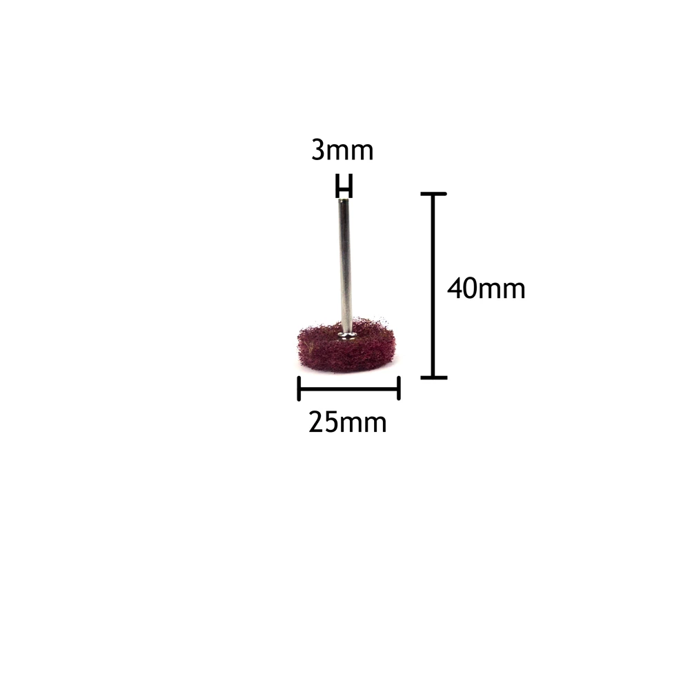 POLIWELL – disque de ponçage en Fiber de Nylon, brosse à récurer, tige de 3mm, pour outils rotatifs, 1 pouce, 25mm, 10 pièces