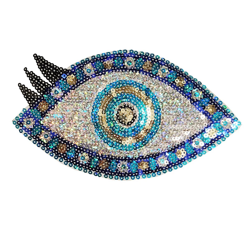 Evil Eye Patch Sequined Hand Embroidered Sticker For Clothing Kids Cloth Garment Appliques Mix Styles