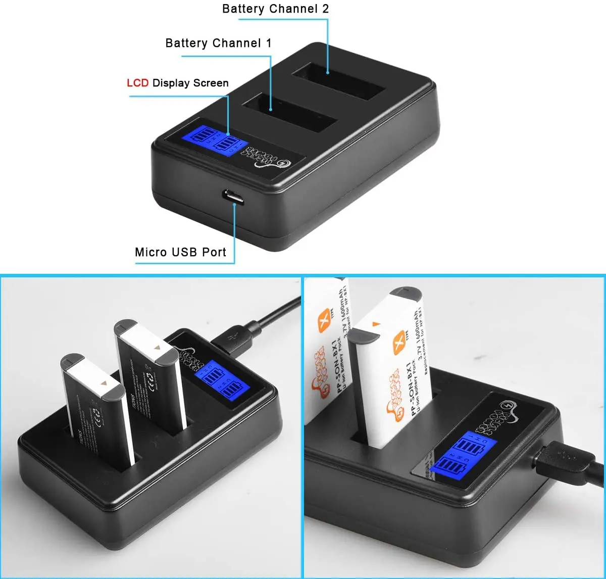 1600mAh NP-BX1 Battery for Sony ZV-1F ZV1 ZV-1 NP M8 DSC RX1 II RX100 M3 M2 RX1R WX300 HX300 HX400 HX50 HX60 + Dual Charger