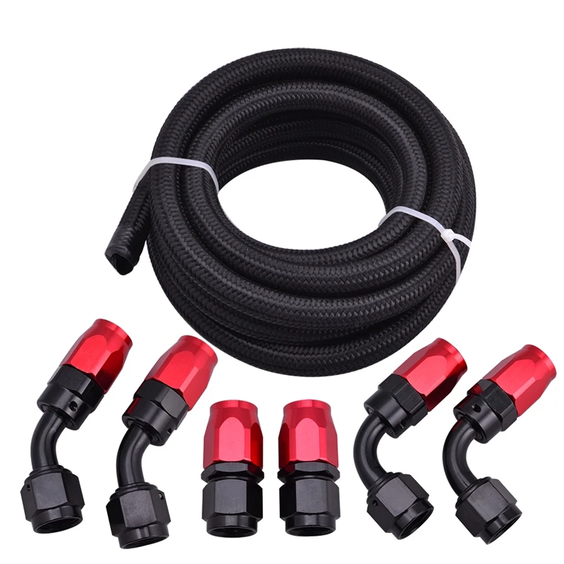 

New3 Meter AN10 10AN Nylon&Stainless Steel Braided Hose+AN10 Hose End Fittings Adaptor Kit Oil/Fuel/Water Hose Line