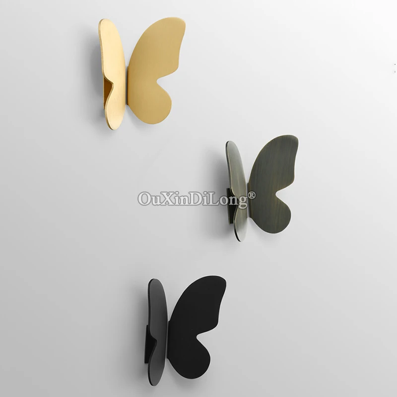 2Pairs Pure Brass Butterfly Furniture Handles Drawer Pulls Cupboard Wardrobe Kitchen Shoe TV Wine Cabinet Pull Knobs Decorations