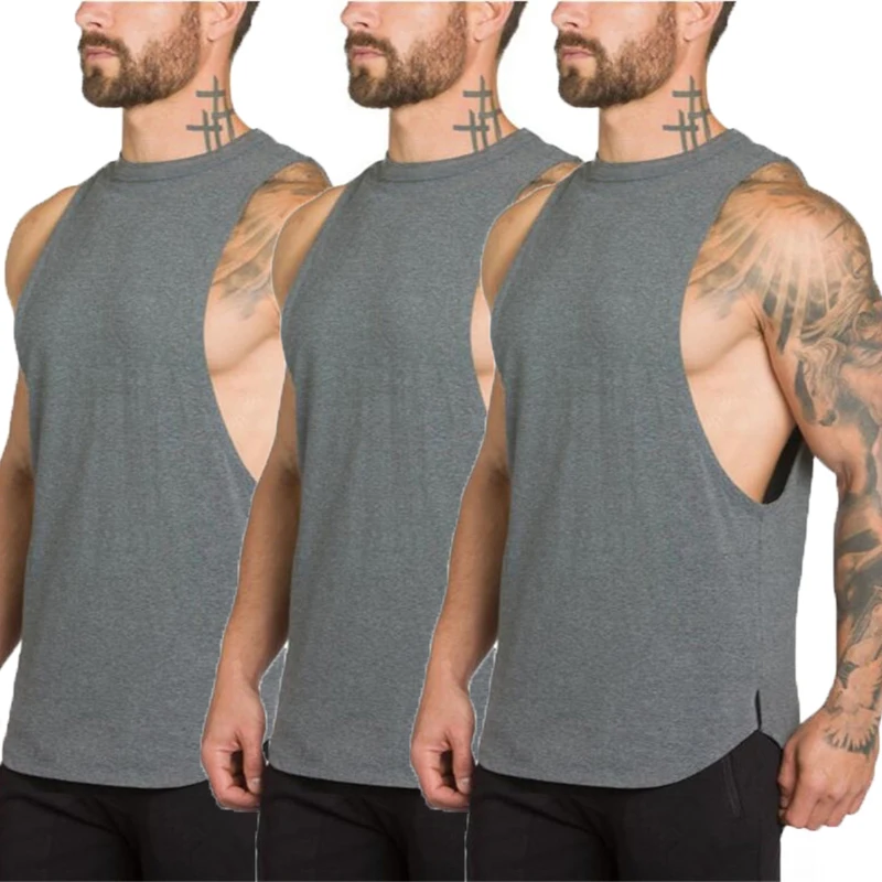 3 Pack Fitness Clothing Blank Bodybuilding Sleeveless Shirt Mens Gym Stringer Tank Top Men Sportswear Undershirt Fashion Vest