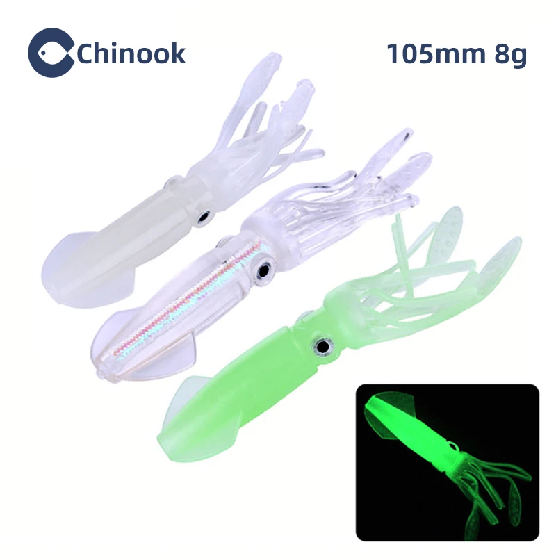 Chinook Fishing Soft Lure Octopus 8g Silicone Sea Fishing Lure Large Luminous Squid Soft Baits Fake Lures Pesca Fishing Tackle